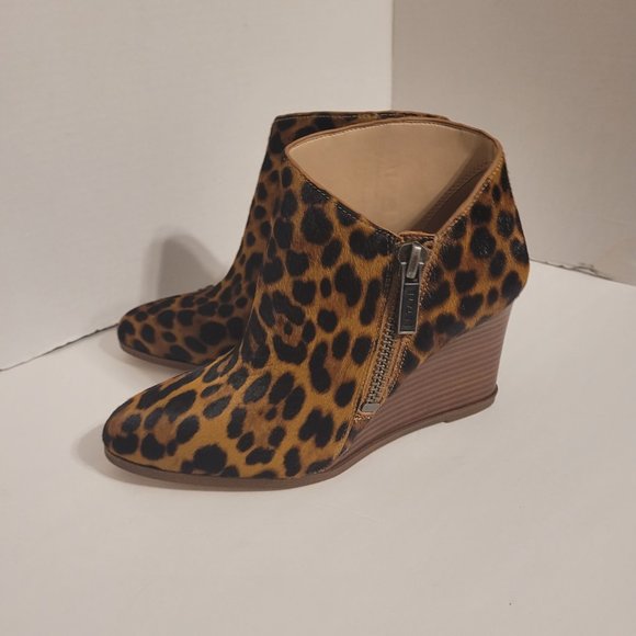 1.State Womens Kaleb Suede Dress Leopard Wedge Ankle Boots Shoes Size 7M NEW - Picture 2 of 13
